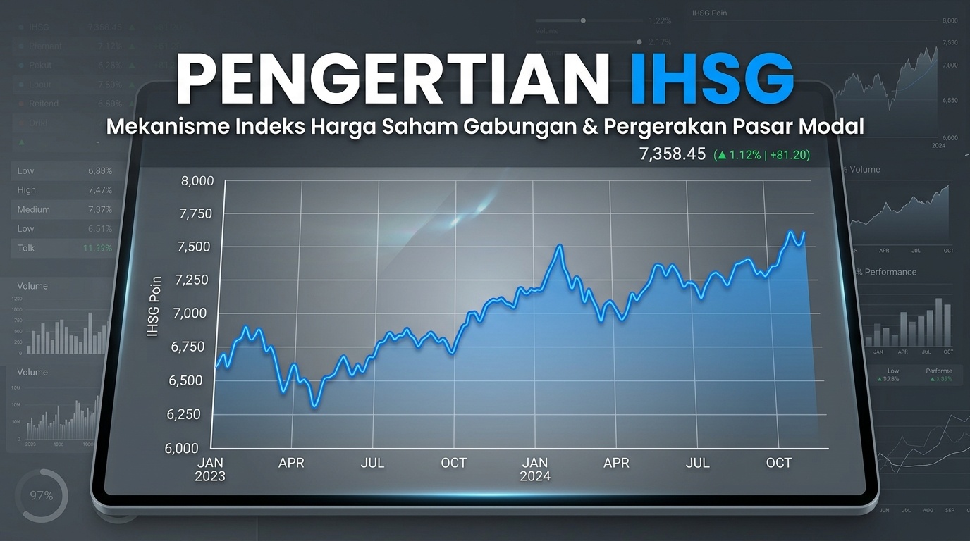 Grafik garis indeks pasar modal berwarna biru